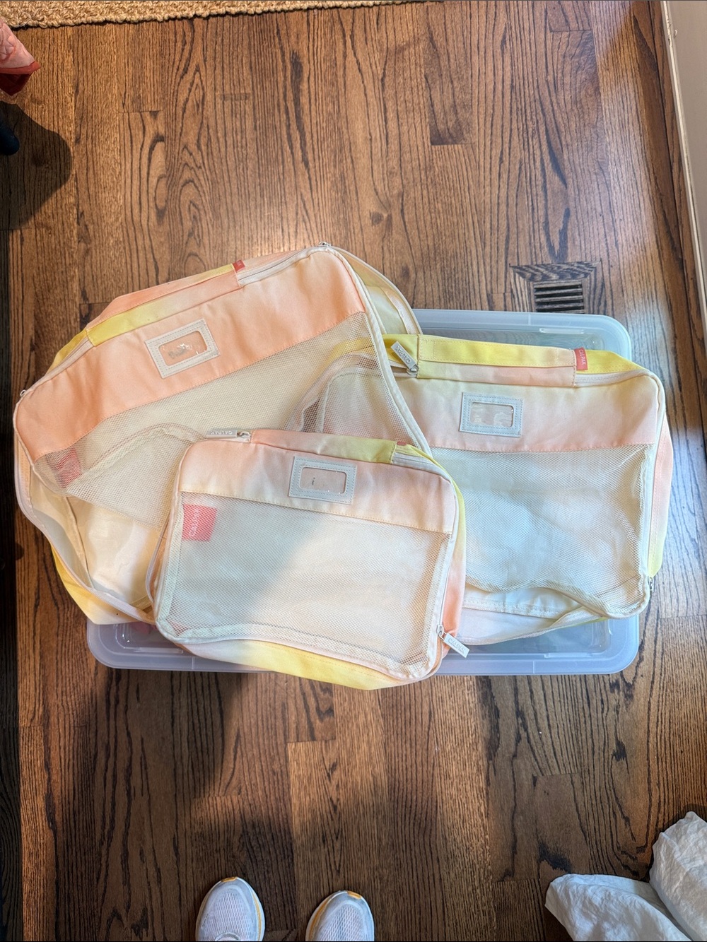 Travel Packing Cube Set in Peach, Yellow & Cream